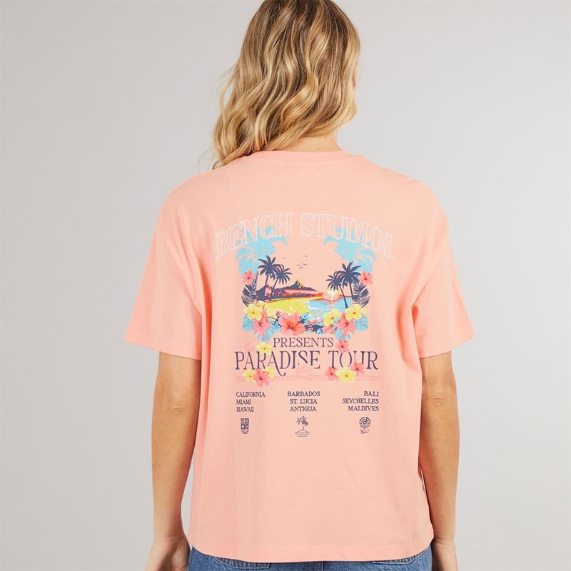 Bench Womens Craya T-Shirt Pink Coral - Image 3