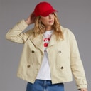 Bench Womens Hip Length Trench Coat Beige