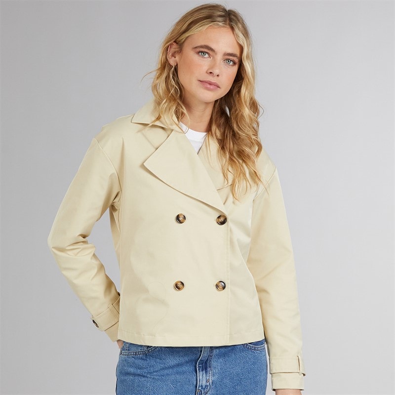 Bench Womens Hip Length Trench Coat Beige - Image 5