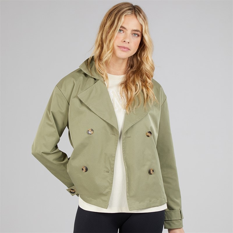 Bench Womens Hip Length Trench Coat Khaki