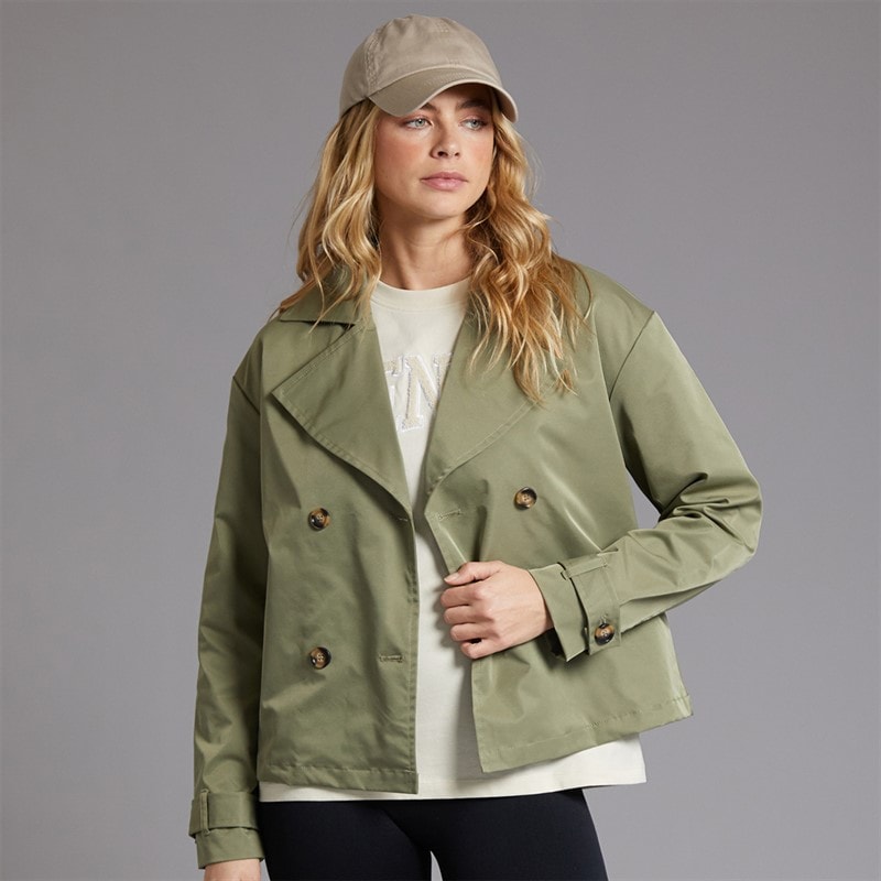Bench Womens Hip Length Trench Coat Khaki - Image 3