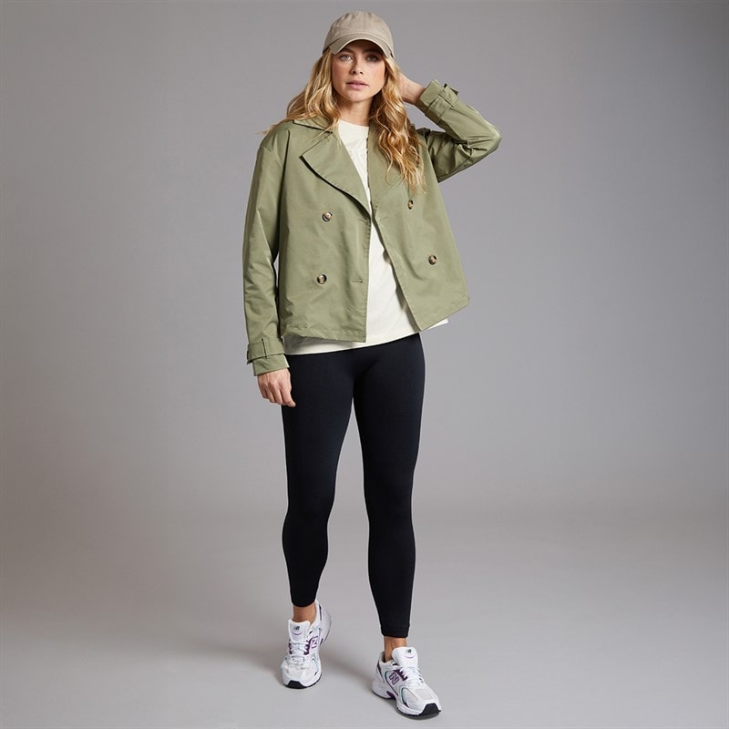 Bench Womens Hip Length Trench Coat Khaki - Image 4