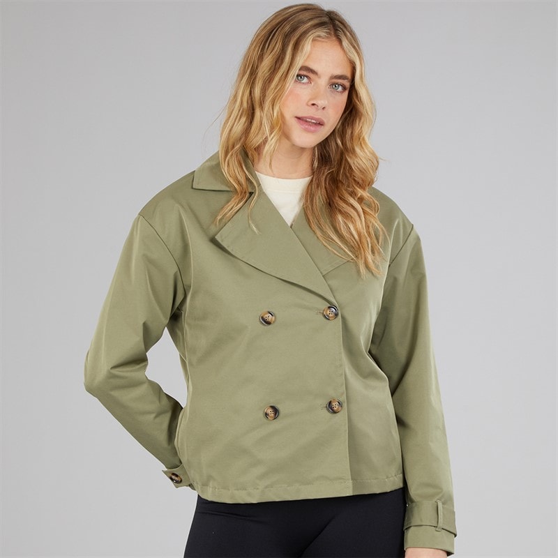 Bench Womens Hip Length Trench Coat Khaki - Image 5