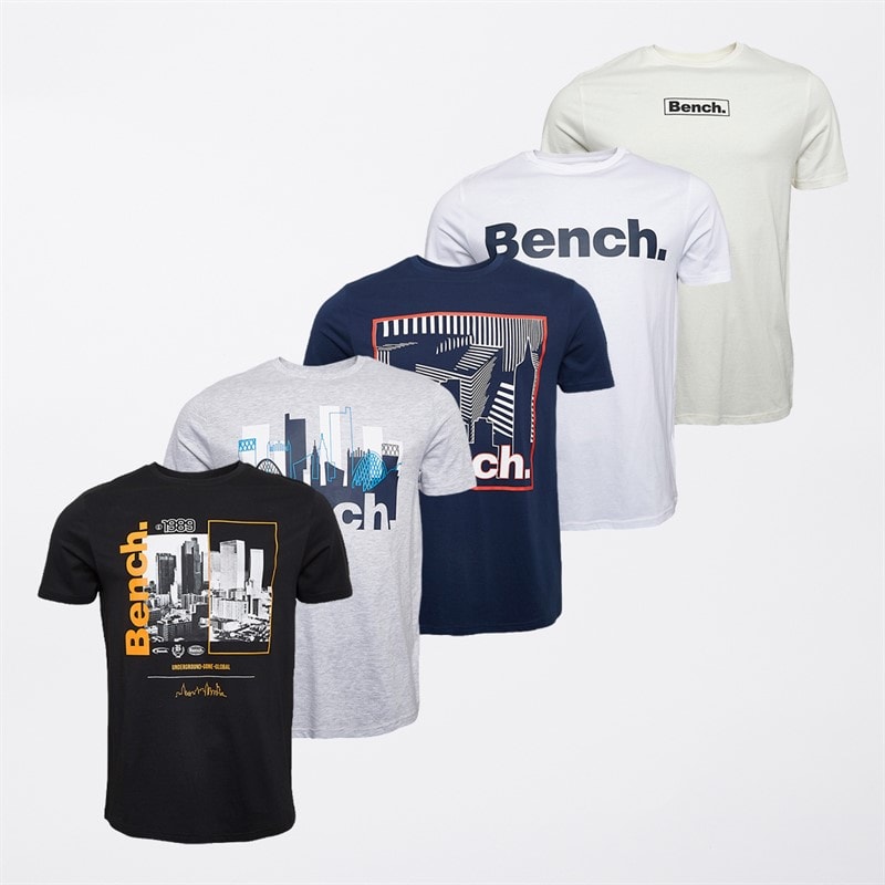 Bench Mens Aviona Five Pack T-Shirts Mixed