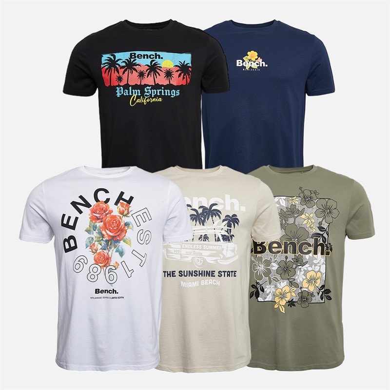 Bench Mens Dupri Five Pack T-Shirts Mixed - Image 1