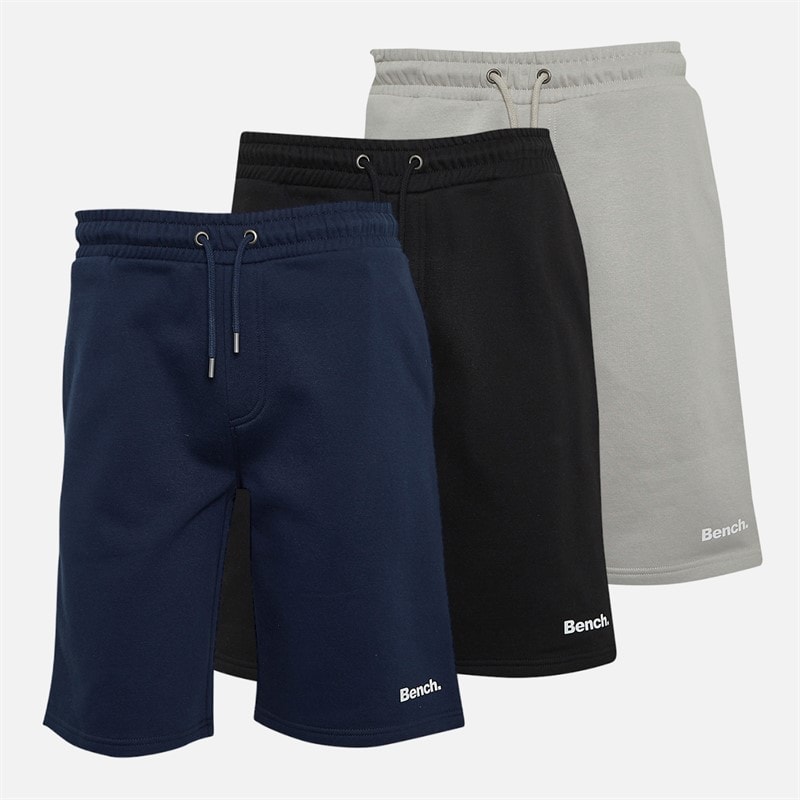 Bench Mens Bavela Three Pack Shorts Black/Frost Grey/Navy - Image 2