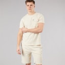 Bench Mens Ludar T-Shirt And Shorts Set Ecru