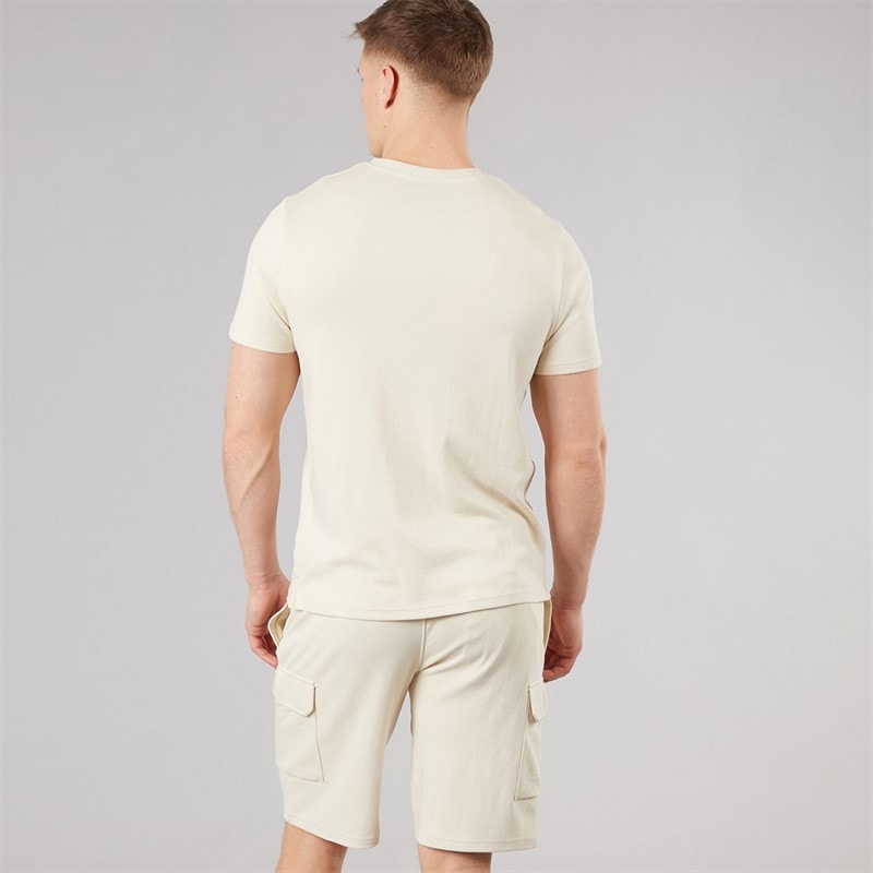 Bench Mens Ludar T-Shirt And Shorts Set Ecru - Image 2