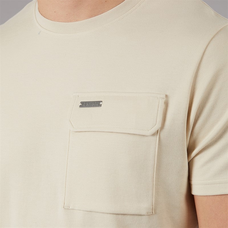 Bench Mens Ludar T-Shirt And Shorts Set Ecru - Image 3