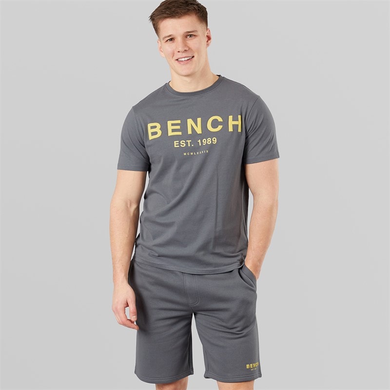 Bench Mens Nuvero T-Shirt And Shorts Set Steel Grey
