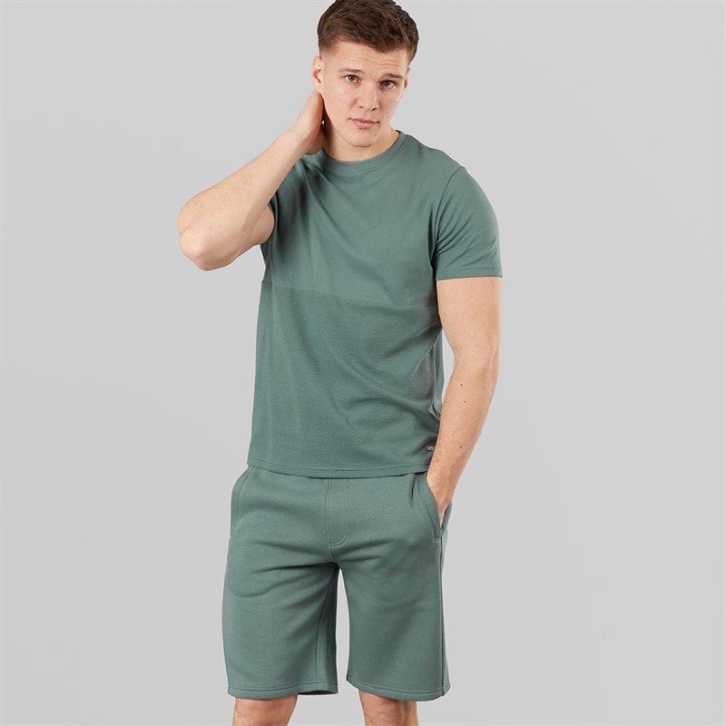 Bench Mens Varem T-Shirt And Shorts Set Basalt Green - Image 1