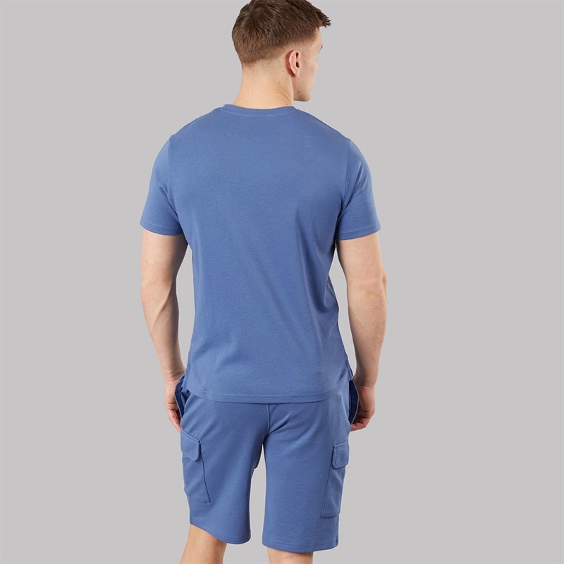 Bench Mens Ludar T-Shirt And Shorts Set Mid Blue - Image 2