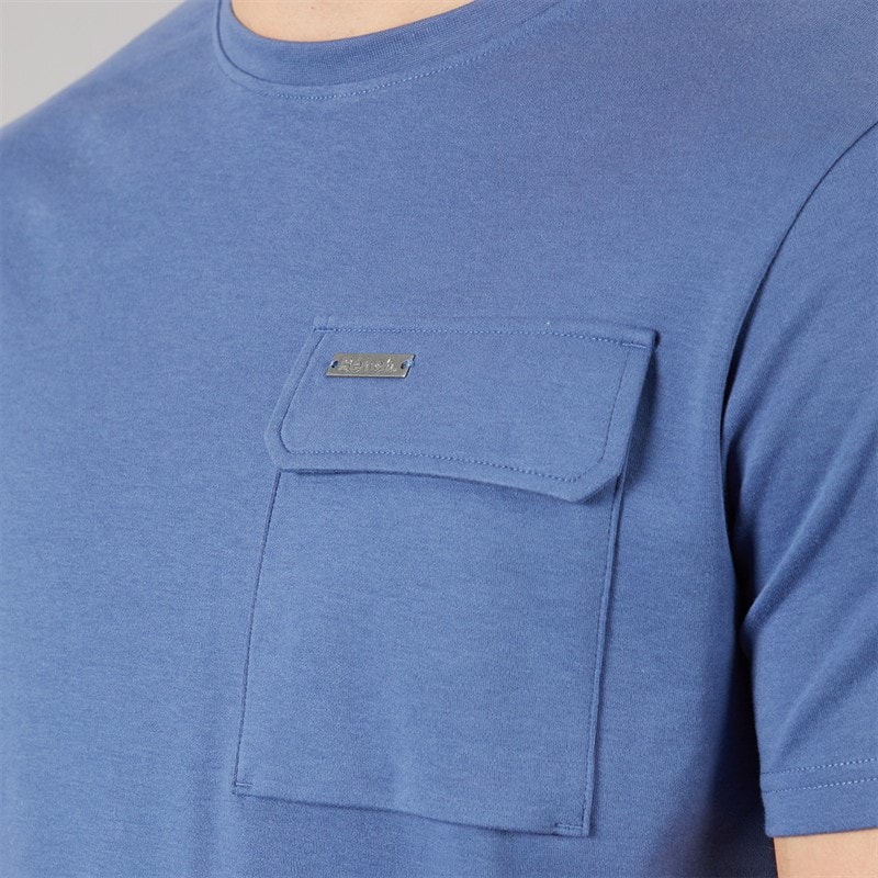 Bench Mens Ludar T-Shirt And Shorts Set Mid Blue - Image 3