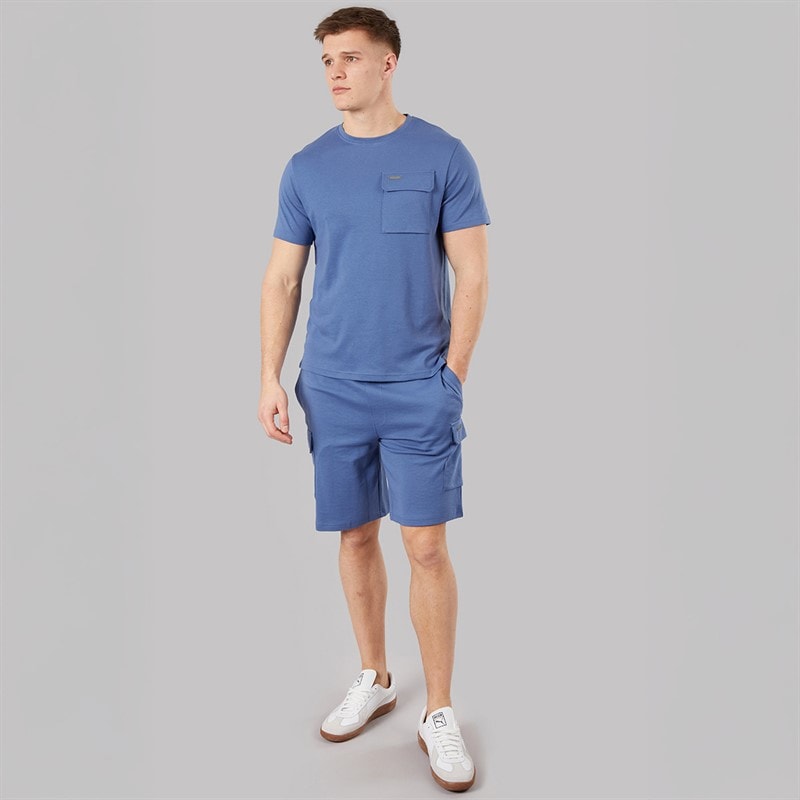 Bench Mens Ludar T-Shirt And Shorts Set Mid Blue - Image 4
