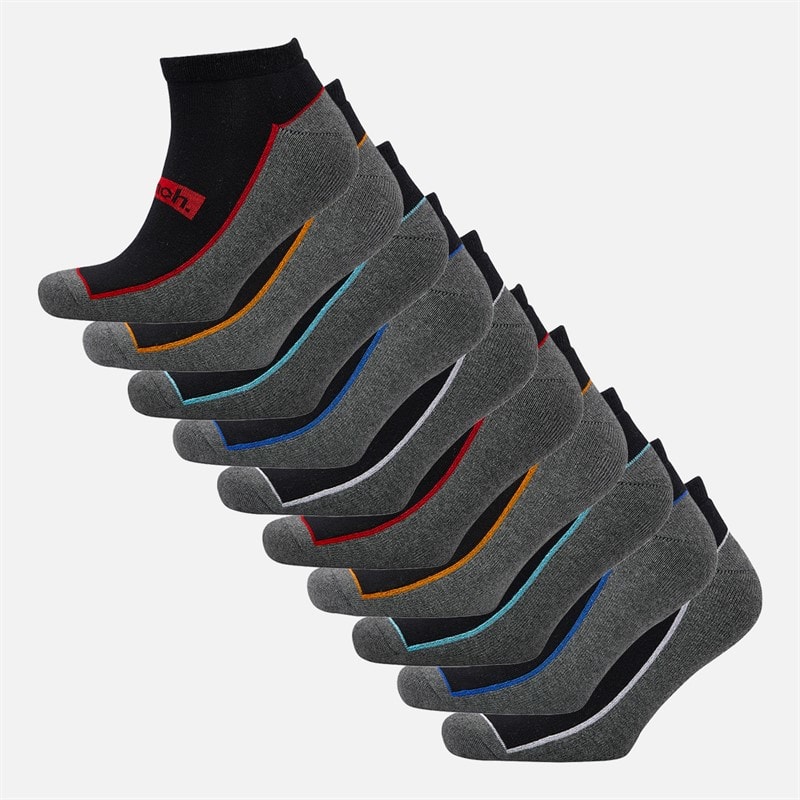 Bench Mens Morin Ten Pack Trainer Socks With Terry Footbed Black