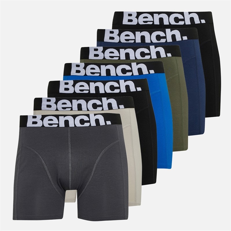 Bench Mens Dulau Seven Pack Bamboo Boxers Black/Navy/Royal/Khaki/Stone Grey/Dark Grey Black/Black/Navy/Royal/Khaki/Stone Grey/Dark Grey