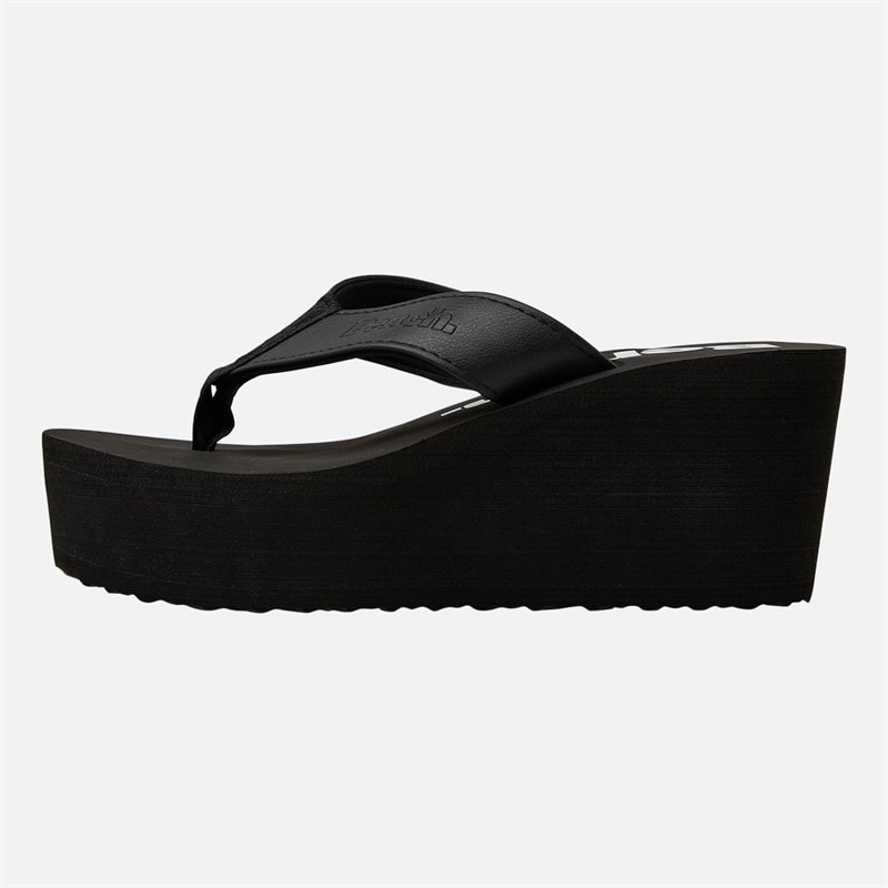 Bench Womens Vacay Chunky Wedge Flip Flops Black Pu - Image 2