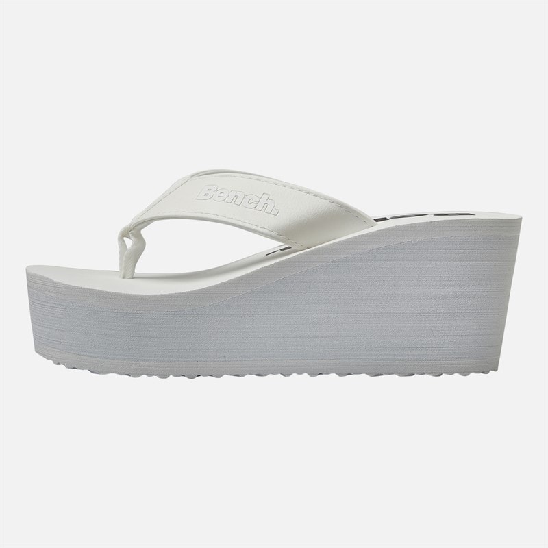 Bench Womens Vacay Chunky Wedge Flip Flops White Pu - Image 2