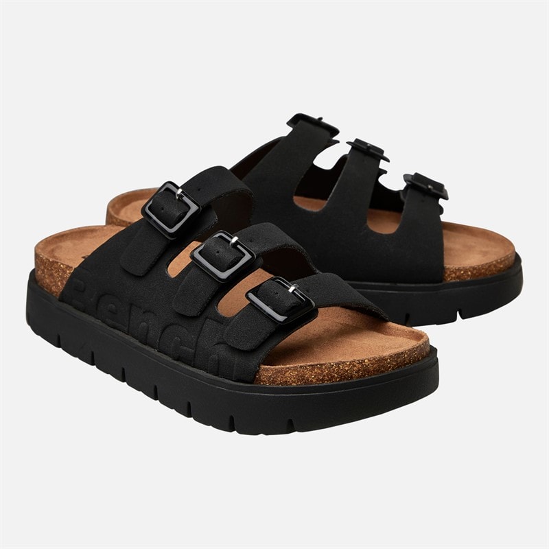 Bench Womens Ushuaia Triple Buckle Sandals Black - Image 5