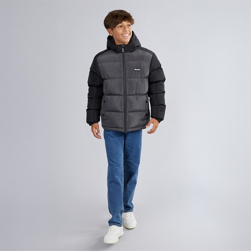 Bench Boys Vireo Hooded Puffer Coat Dark Grey/Black - Image 3