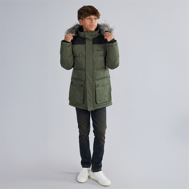 Bench Boys Propp Padded Parka Coat Khaki - Image 4