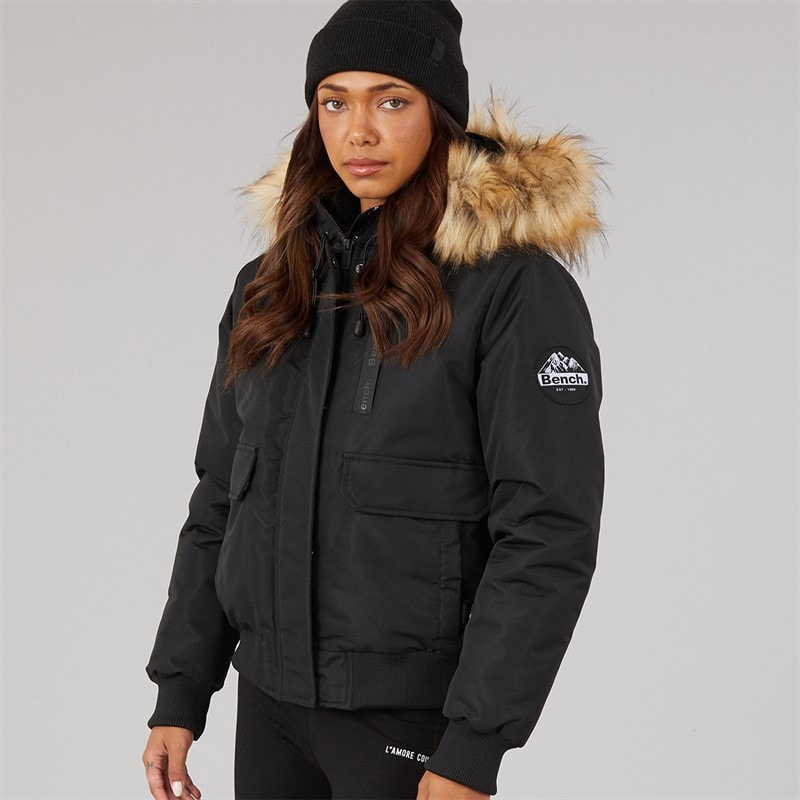 Bench Womens Sabby Padded Bomber Jacket Black - Image 3