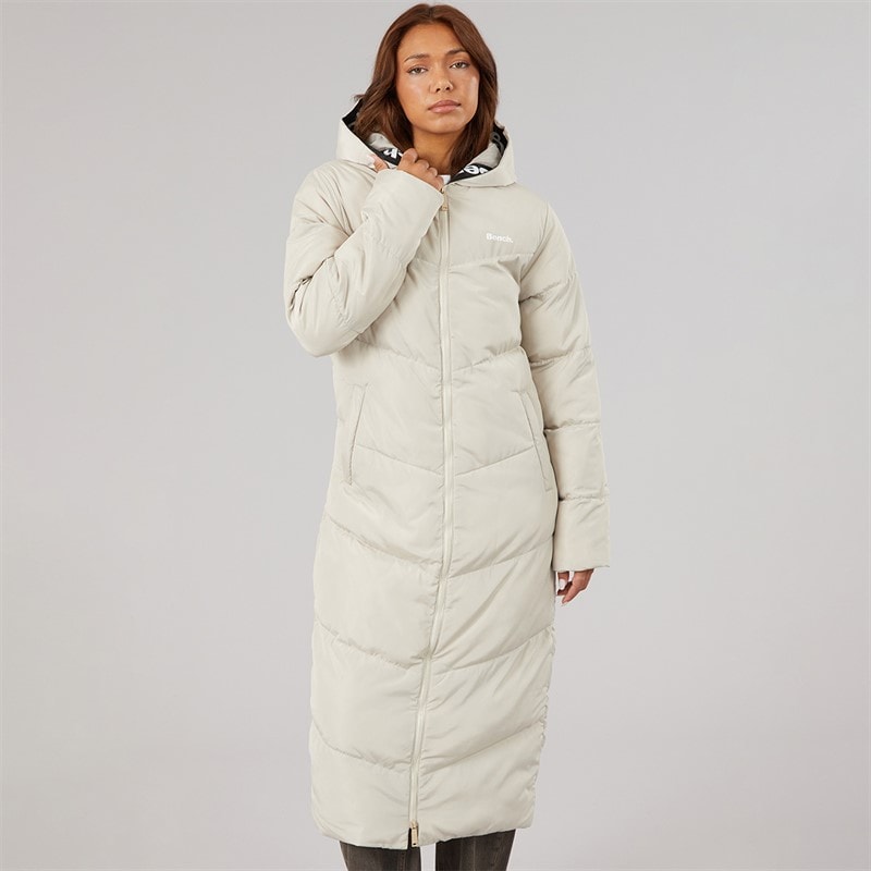 Bench Womens Eventhe Long Length Puffer Coat Dark Chalk - Image 3