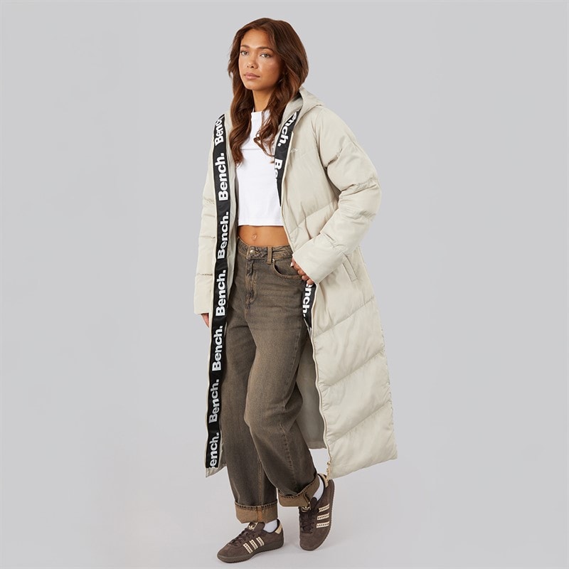 Bench Womens Eventhe Long Length Puffer Coat Dark Chalk - Image 5