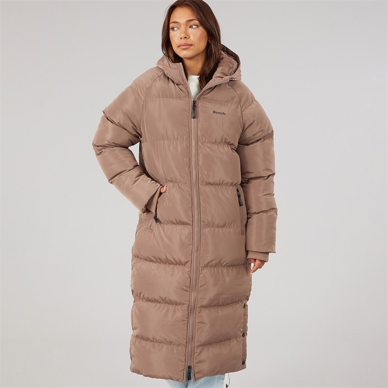 Bench Womens Ryelle Maxi Length Puffer Coat Light Brown - Image 3