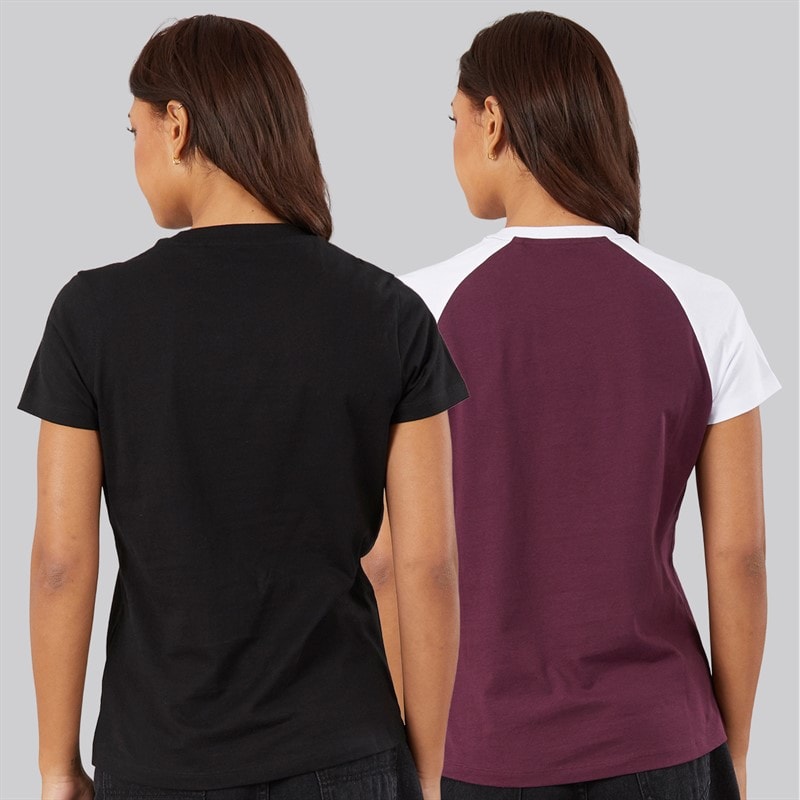 Bench Womens Eldara Two Pack T-Shirts Cherry Lacquer/White - Image 2