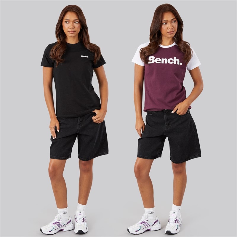 Bench Womens Eldara Two Pack T-Shirts Cherry Lacquer/White - Image 3
