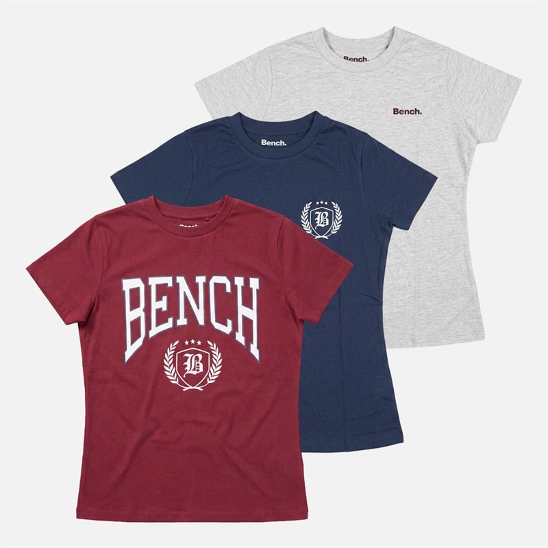 Bench Womens Ishra Three Pack T-Shirts Grey Marl/Cordovan/Navy - Image 1