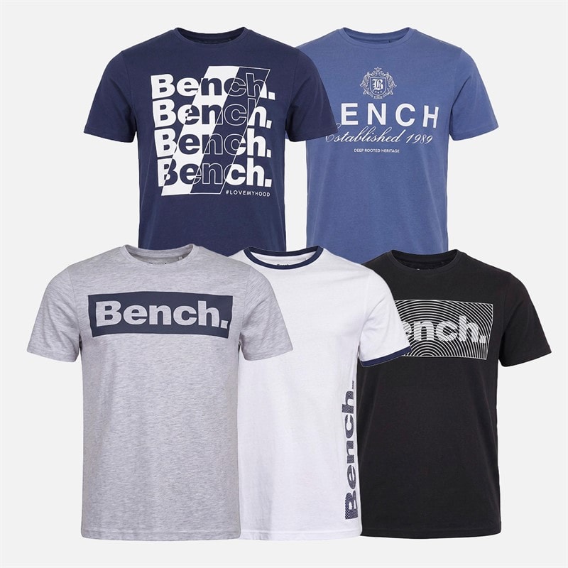 Bench Mens Gatela Five Pack Graphic T-Shirts Mixed