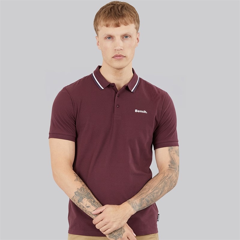 Bench Mens Gruff Tipped Polo Shirt Deep Burgundy - Image 1