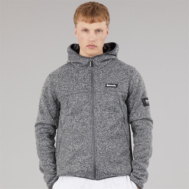 Bench Mens Cozeri Zip Through Hoodie Dark Grey Marl - Image 1