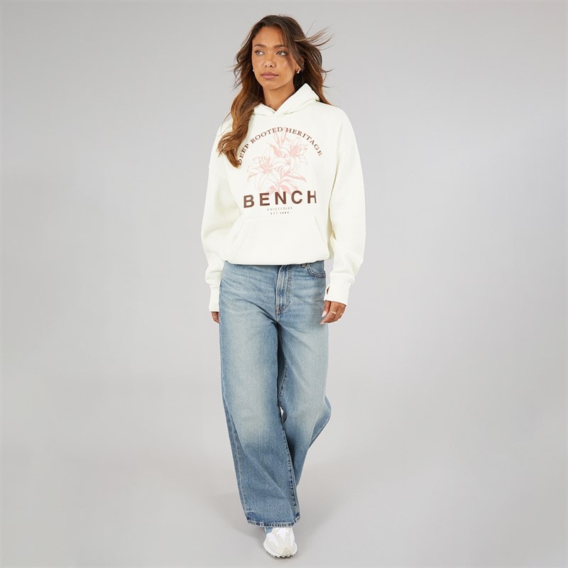 Bench Womens Olly Oversized Hoodie With Graphic Print Winter White - Image 3
