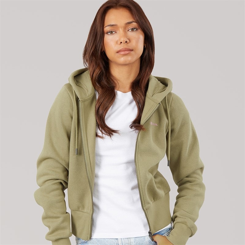 Bench Womens Chessa Fit Zip Thru Hoodie Washed Khaki - Image 1