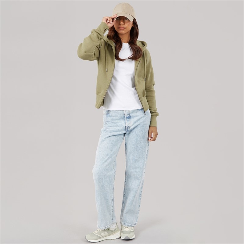 Bench Womens Chessa Fit Zip Thru Hoodie Washed Khaki - Image 4