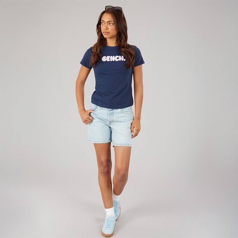 Bench Womens Ress Baby Fit T-Shirt With Graphic Print Navy - Image 3