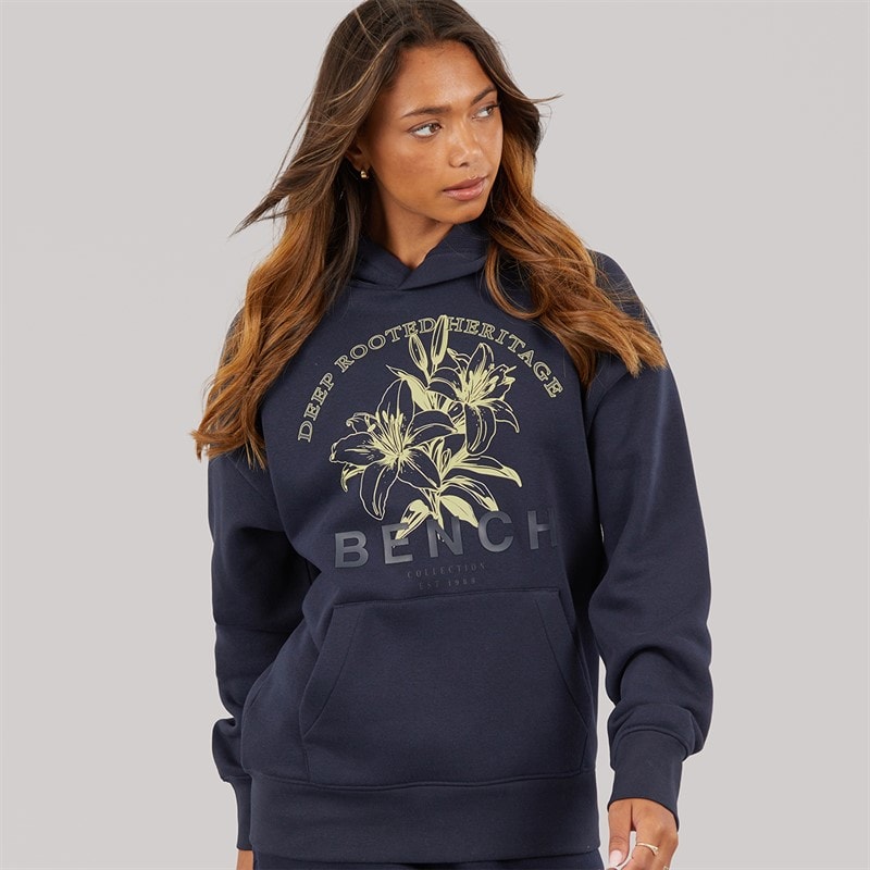 Bench Womens Olly Oversized Hoodie With Graphic Print Navy - Image 1