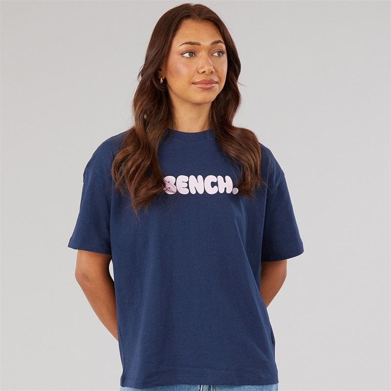 Bench Womens Ayenn Oversized T-Shirt With Graphic Print Navy - Image 2