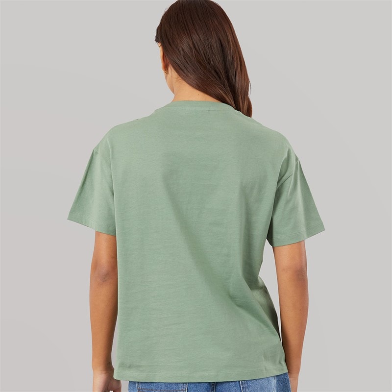 Bench Womens Jana Boxy T-Shirt With Glitter Graphic Sage Green - Image 2