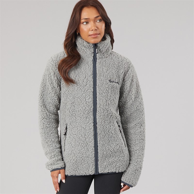 Bench Womens Edition Sherpa Fleece Jacket Grey - Image 3