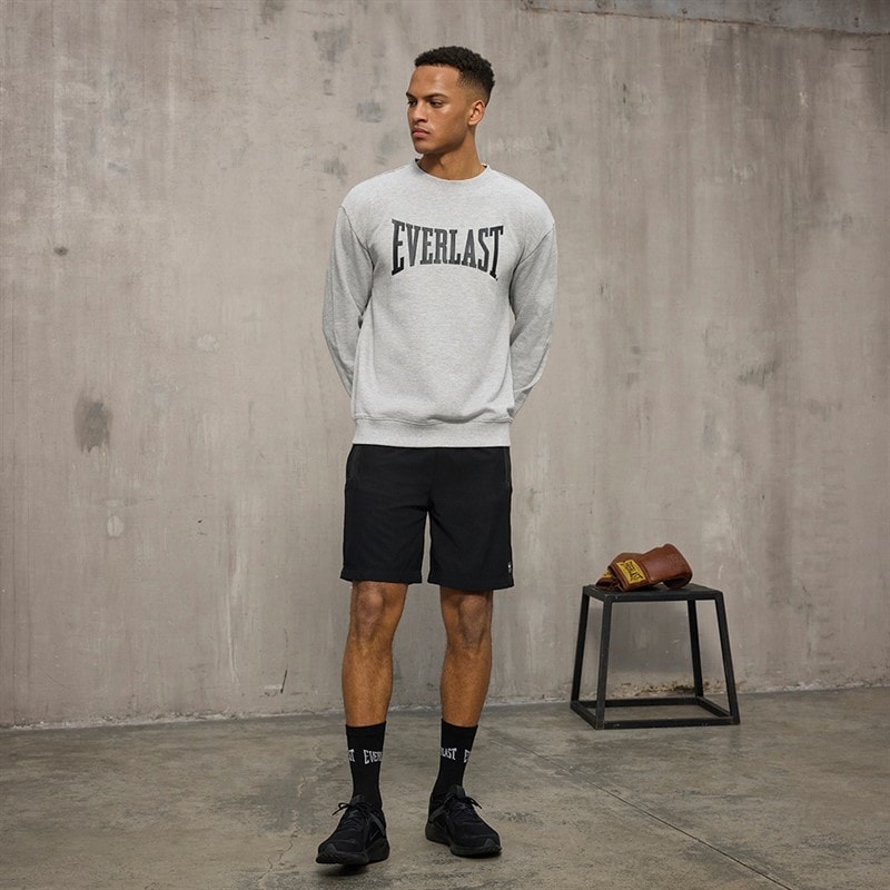 Everlast Mens Iconic Maximized Sweatshirt Light Grey Mel - Image 4