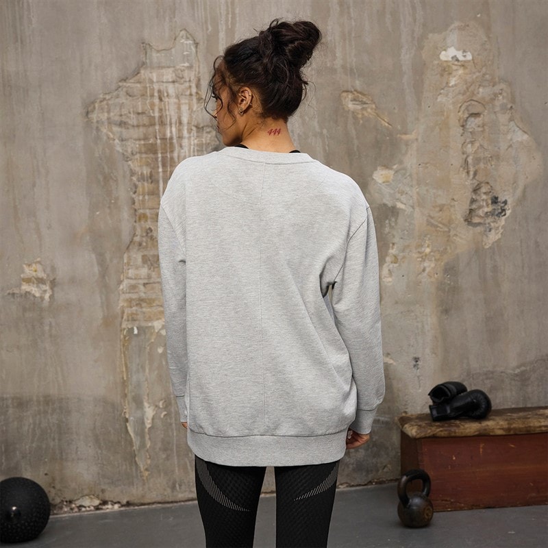 Everlast Womens Oversized Crew Neck Sweatshirt Light Grey Melange - Image 2
