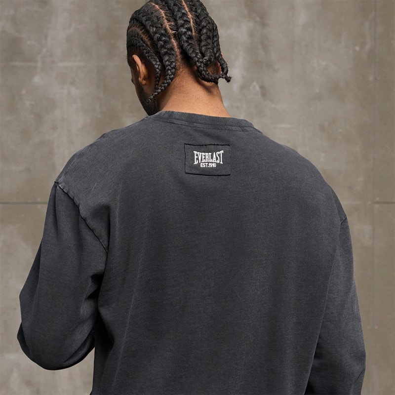 Everlast Washed Logo Crew Sweatshirt Black Beauty - Image 3