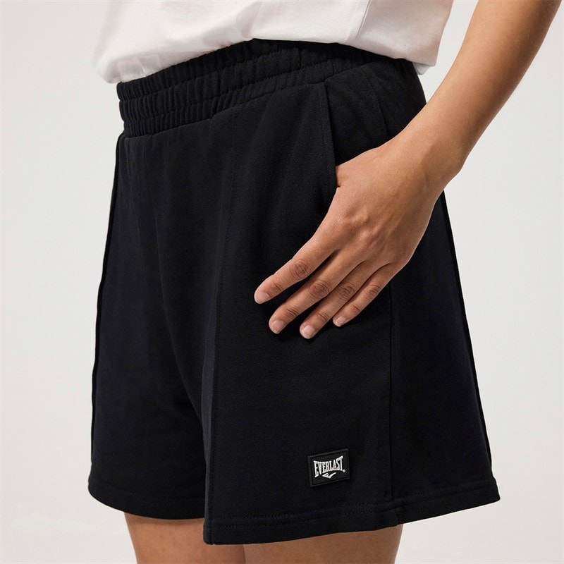 Everlast Womens Wide Pintuck Sweat Shorts Black Beauty - Image 3