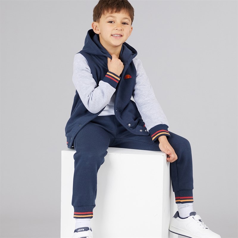 Ellesse Boys Renato Logo Hooded Jacket And Joggers Set Navy/Grey - Image 1