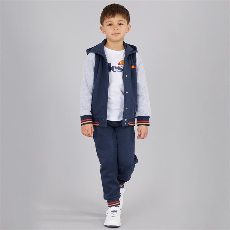 Ellesse Boys Renato Logo Hooded Jacket And Joggers Set Navy/Grey - Image 3