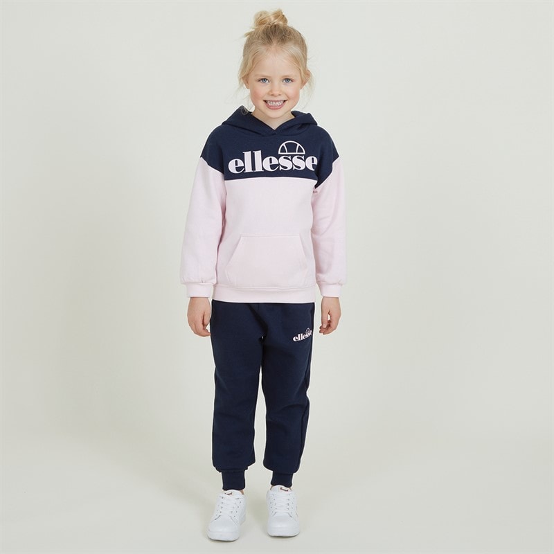 Ellesse Girls Eloise Logo Hoodie And Joggers Set Navy/Pink - Image 1
